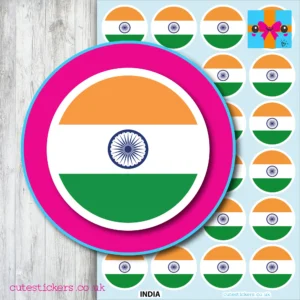 ROUND India Flag Stickers 6 sizes